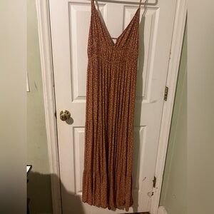 Elegant Orange/Brown Maxi Dress.  Sexy spaghetti straps and cut out back.  TAGS